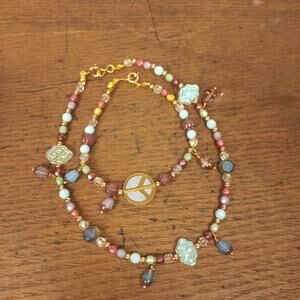 HANDMADE Soft Pastels Anklet & Bracelet Set